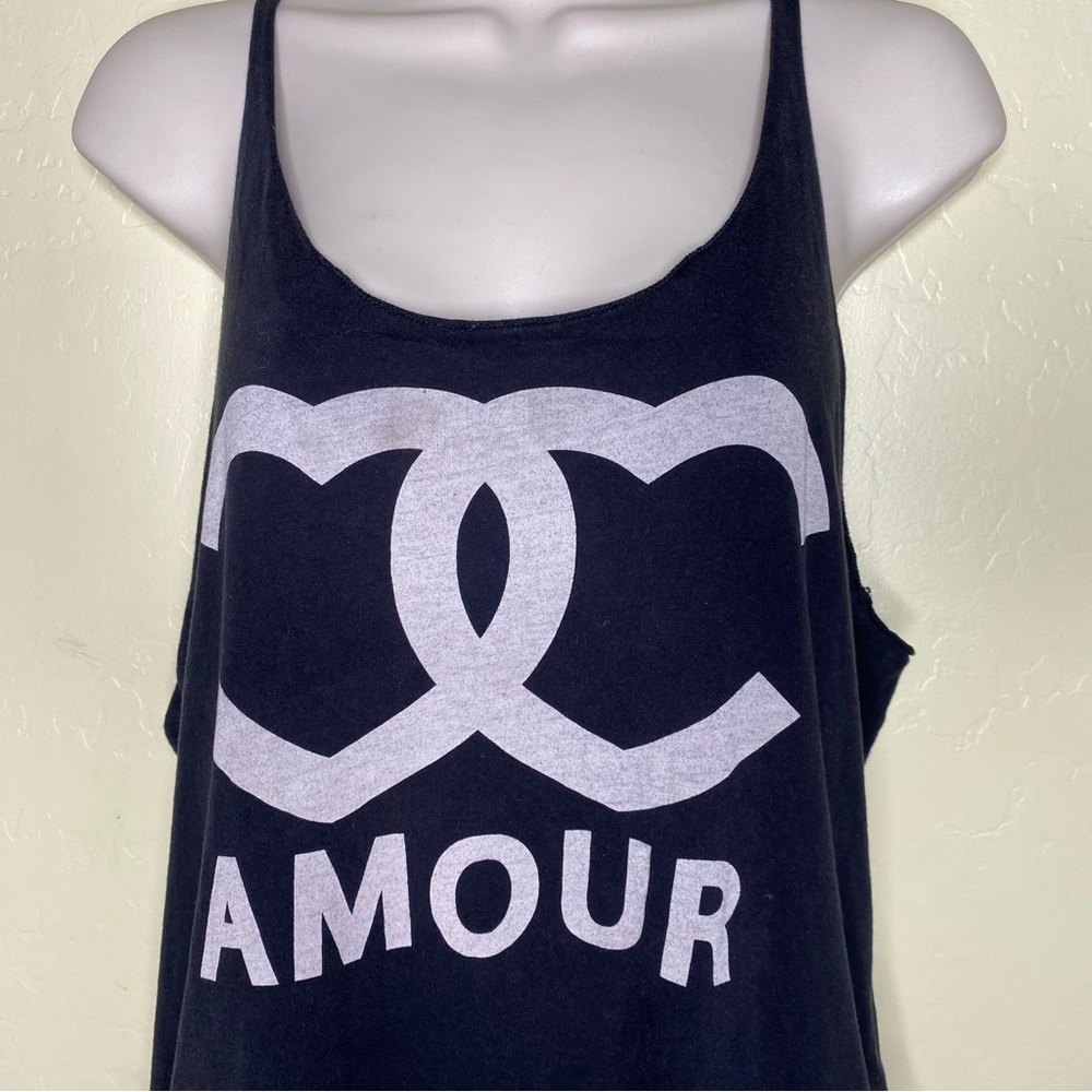 Forever 21 Black and White Amour Heart Print Tank Top Size S Small - Picture 4 of 6